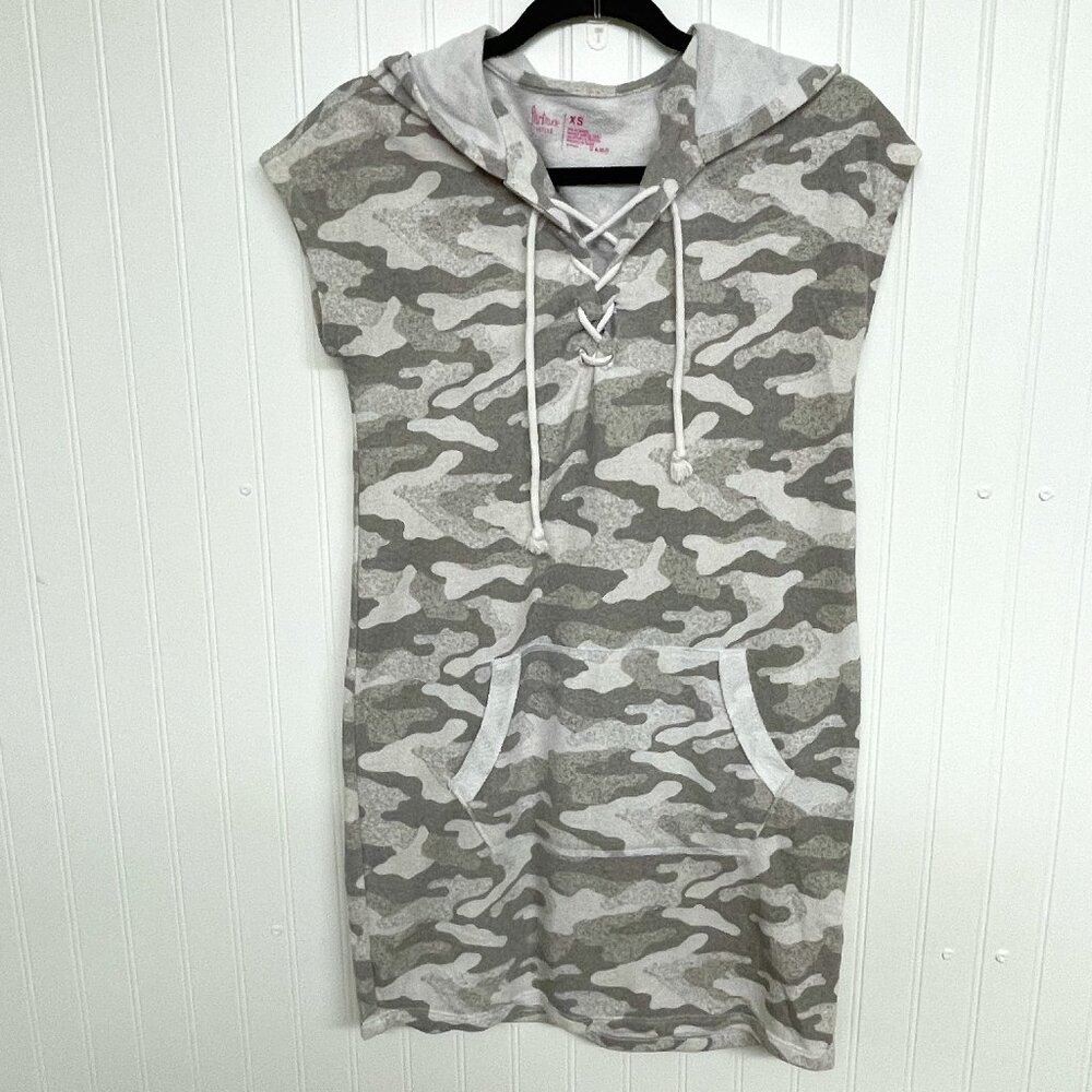 Flirtitude Active Camo Dress Gray White With Hoodie Size XS Sweatshirt Party Y2K